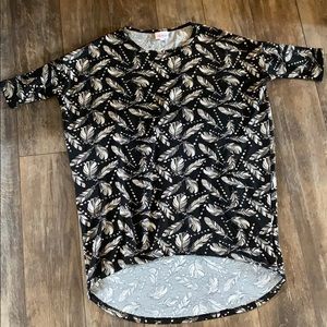 LuLaRoe XXS Black & Gray Leaf Print Top